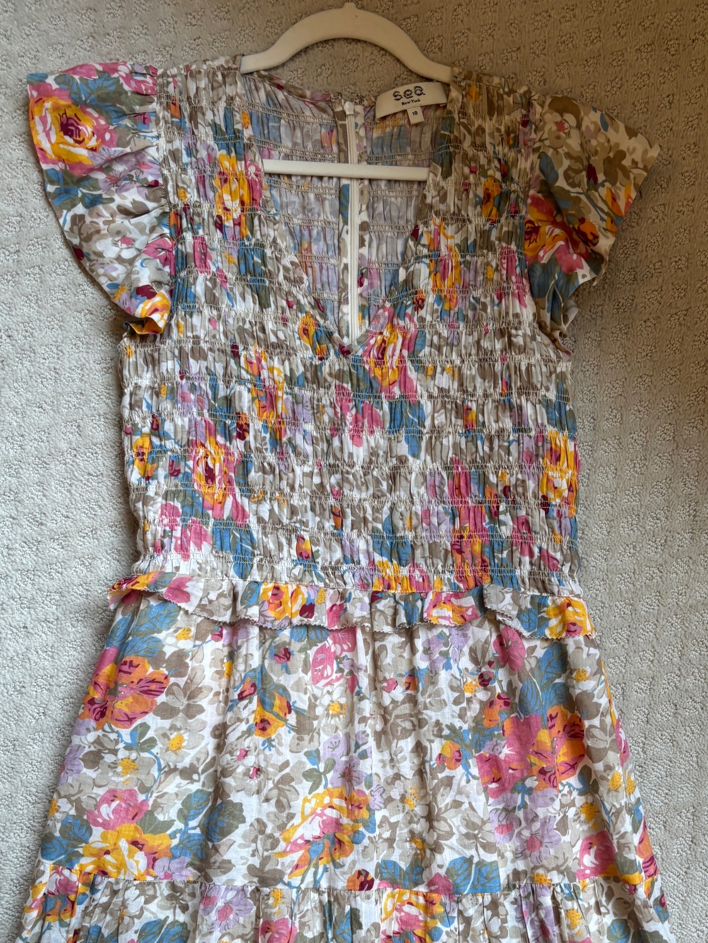 Sea New York Floral Maxi Dress in Yellow, Pink, Blue on Cream - Picture 3 of 4